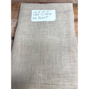 Tan Linen Fabric 16 X 10.5 Craft Embroidery Textile 32 Count